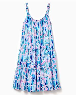 Lilly Pulitzer Loro Swing DressPink Blue Reel Nauti Sleeveless Sz XL TAM